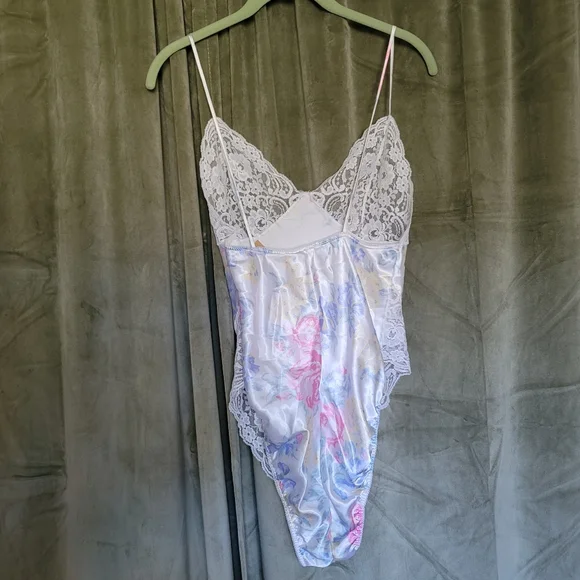Vintage White Floral Sheer Lace Body Suit